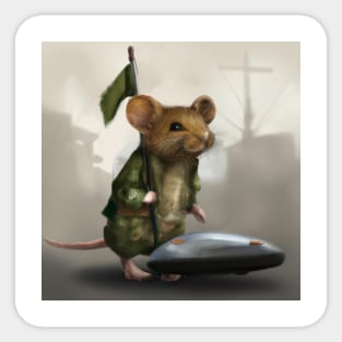 military rat holding a flag Sticker